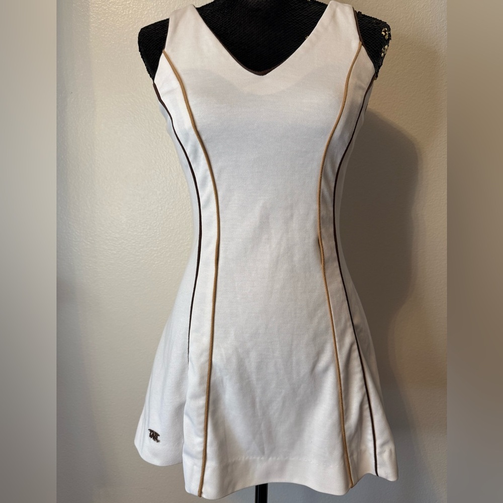 EUC Tail Vintage Sleeveless Tennis Dress With Brown Piping